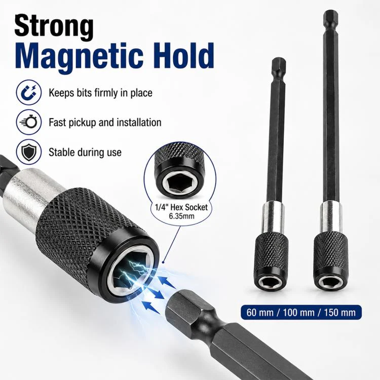 3pcs / Set Hexagonal Electric Drill Driver Extension Quick Conversion Bits(60+100+150mm) - Image 4