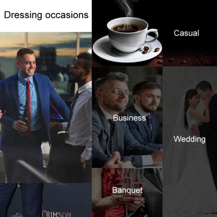 3pcs /Set Men Formal Business Suit Blazers Wedding Dress Groom Group Suits, Size: L(1 Button Navy Jacket+Shirt+Pants) - Image 9