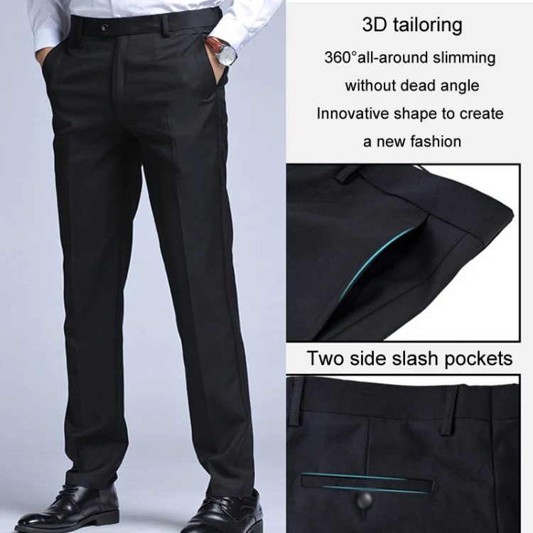 3pcs /Set Men Formal Business Suit Blazers Wedding Dress Groom Group Suits, Size: S(2 Button Navy Jacket+Vest+Pants) - Image 6