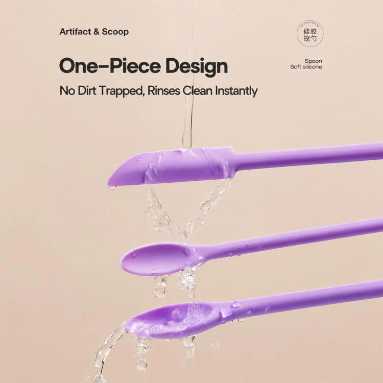 3pcs / Set Mini Double-headed Cosmetic Bottle Silicone Scraper Spoon(Purple) - Image 12