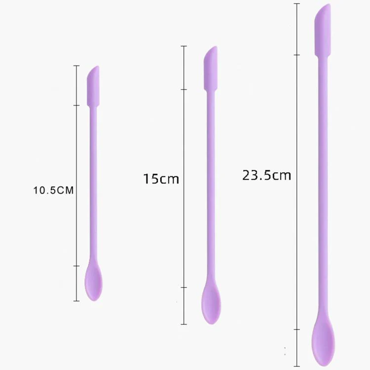 3pcs / Set Mini Double-headed Cosmetic Bottle Silicone Scraper Spoon(Purple) - Image 2