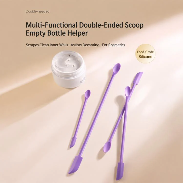 3pcs / Set Mini Double-headed Cosmetic Bottle Silicone Scraper Spoon(Purple) - Image 3