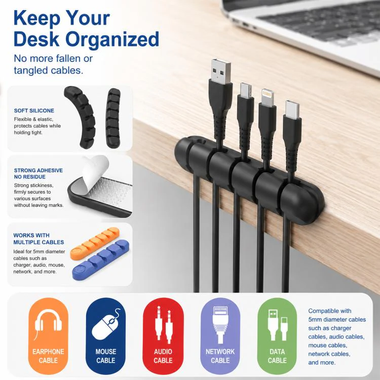 3pcs / Set Silicone Cable Storage Organizer Holder(White) - Image 3