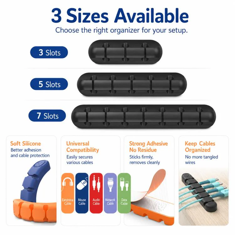 3pcs / Set Silicone Cable Storage Organizer Holder(White) - Image 4