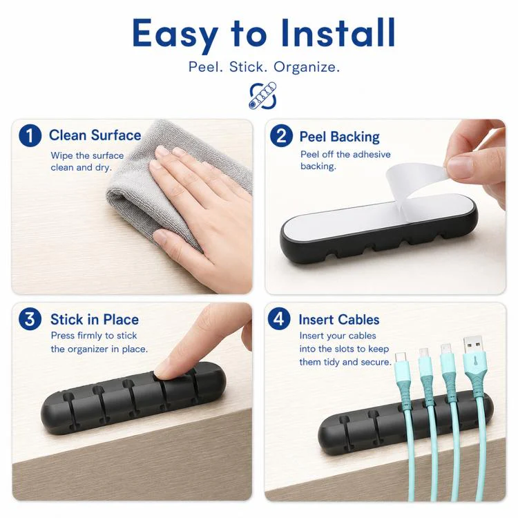3pcs / Set Silicone Cable Storage Organizer Holder(White) - Image 6
