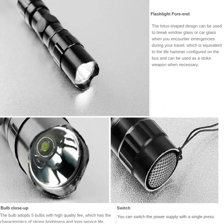 3W LED Mini Flashlight Light Torch Lamp with Strap(Black) - Image 5
