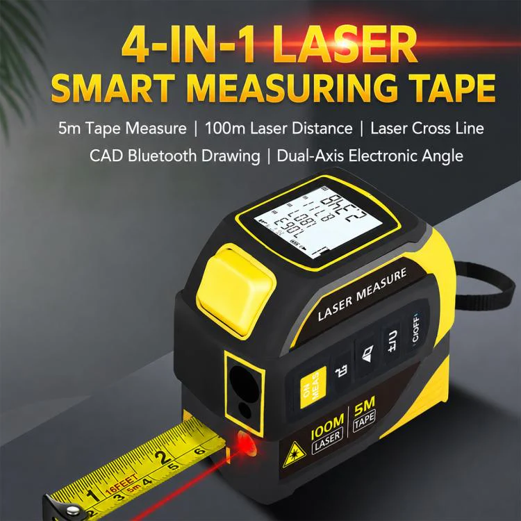4 in 1 High-Precision Infrared Cross Line Bluetooth Laser Rangefinder, Measuring Distance:80m(Yellow) - Image 3
