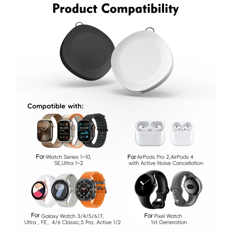 4 in 1 Portable Smart Watch Magnetic Wireless Charger(Black) - Image 4