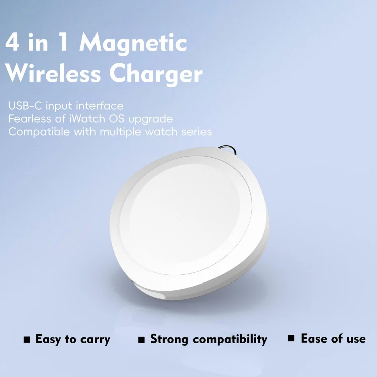 4 in 1 Portable Smart Watch Magnetic Wireless Charger(Black) - Image 6