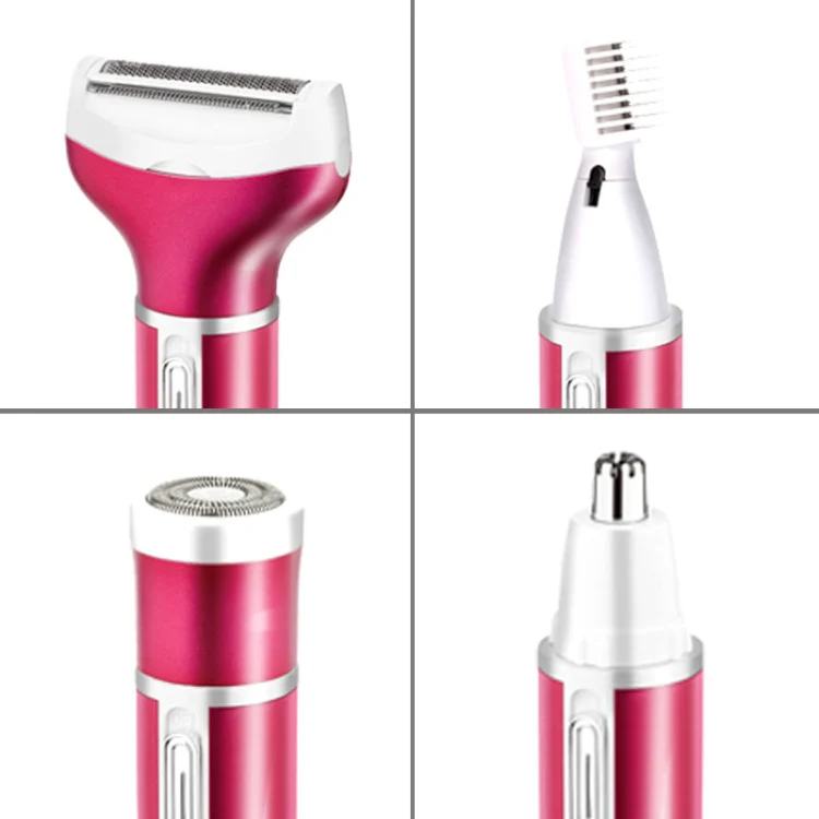 4 In 1 USB Rechargeable Vibrissa Eyebrows Trimmer Body Hair Denuding Machine Set with USB Cable(Purple) - Image 3