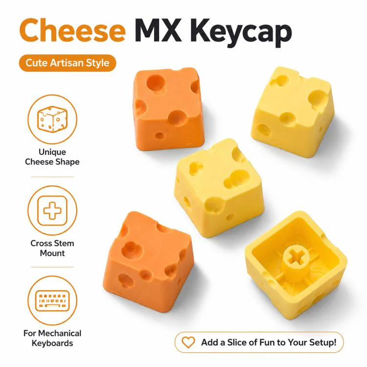 4-key Creative 3D Cheese Themed Cross-Stem Keycap(Yellow x 2 + Orange x 2) - Image 2