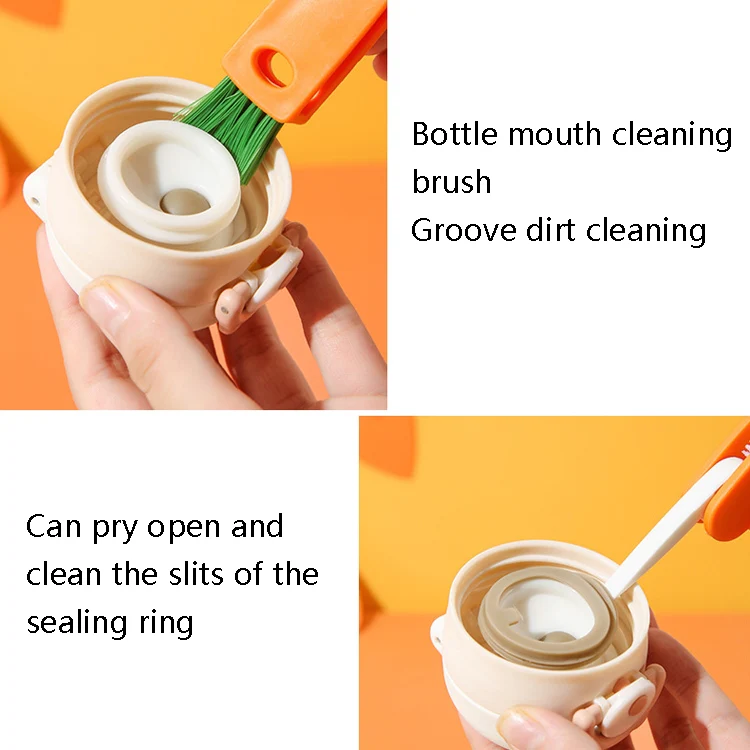 4 PCS 3 in 1 Cup Cleaning Brush Pacifier Gap Interior Brush(Grey) - Image 5