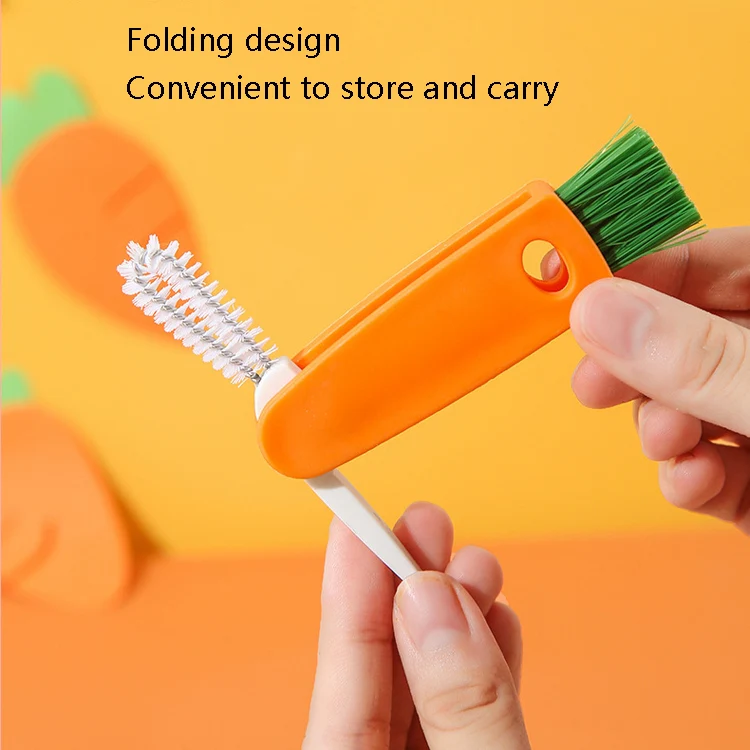 4 PCS 3 in 1 Cup Cleaning Brush Pacifier Gap Interior Brush(Orange) - Image 3