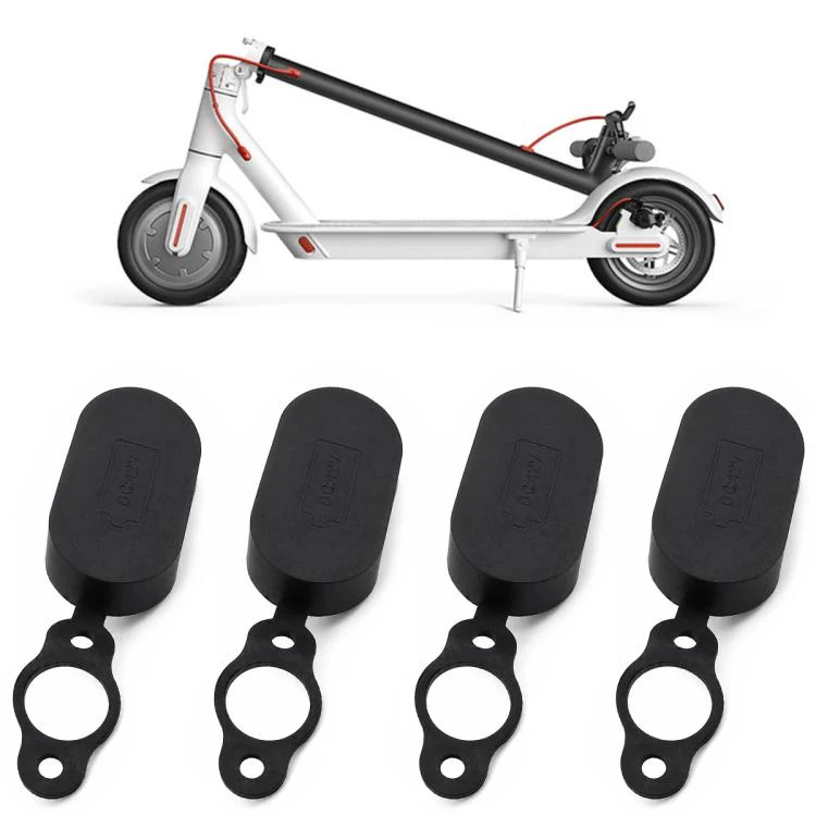 4 PCS Silicone Charging Port Waterproof Cover Dust-proof Plug Electric Scooter Accessories for Xiaomi Mijia M365(Black)