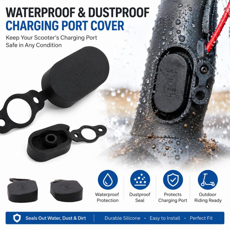 4 PCS Silicone Charging Port Waterproof Cover Dust-proof Plug Electric Scooter Accessories for Xiaomi Mijia M365(Black) - Image 3