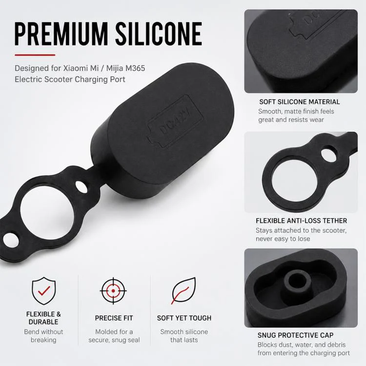 4 PCS Silicone Charging Port Waterproof Cover Dust-proof Plug Electric Scooter Accessories for Xiaomi Mijia M365(Black) - Image 4