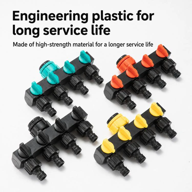 4-Way Water Tap Splitter With On-Off Switch 1 Inlet 4 Outlets Quick Connect Valve Connector(Yellow) - Image 4