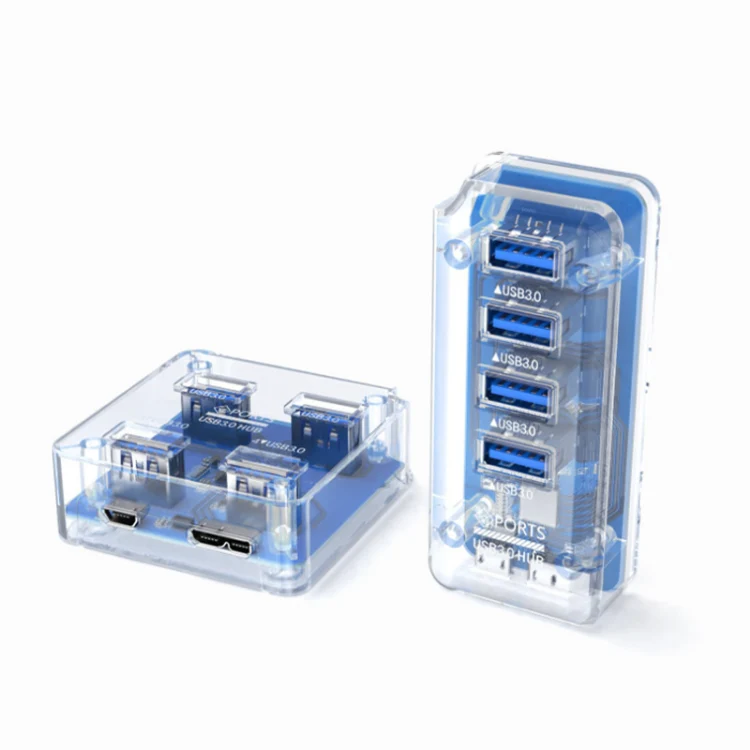 4 x USB 3.0 HUB 5Gbps Transparent Docking Station USB Adapter Splitter(Square) - Image 4