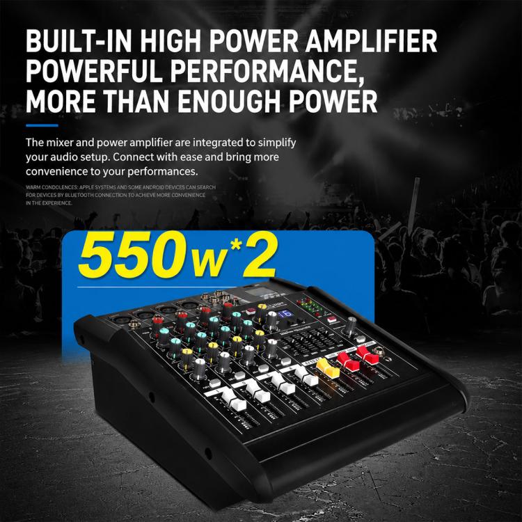 402D 4-Channel Multi-function Professional Bluetooth Mixer with Amplifier, Plug Type:UK Plug(Black) - Image 14