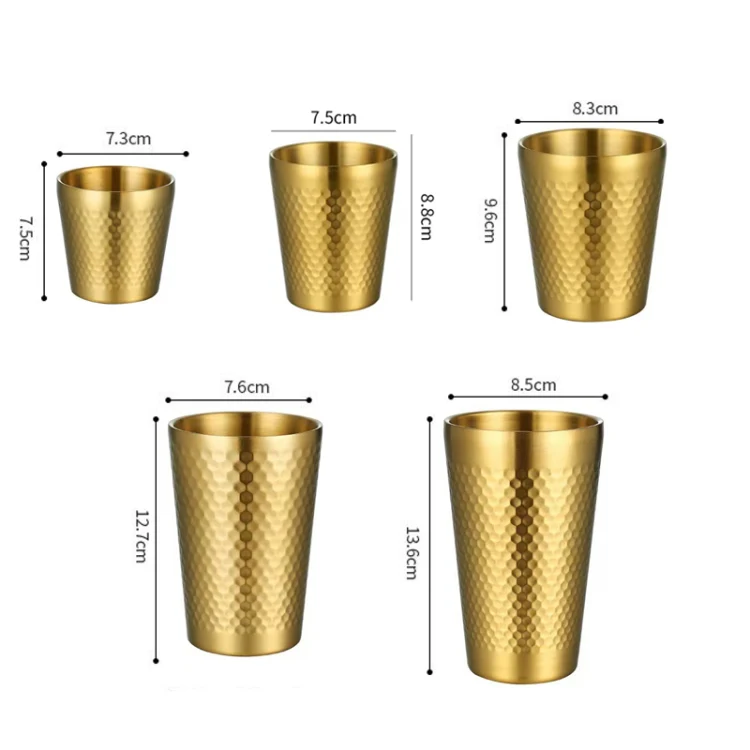 450ml 304 Stainless Steel Hammer Mug Thickened Double-Layer Restaurant Tea Cups(Silver) - Image 3