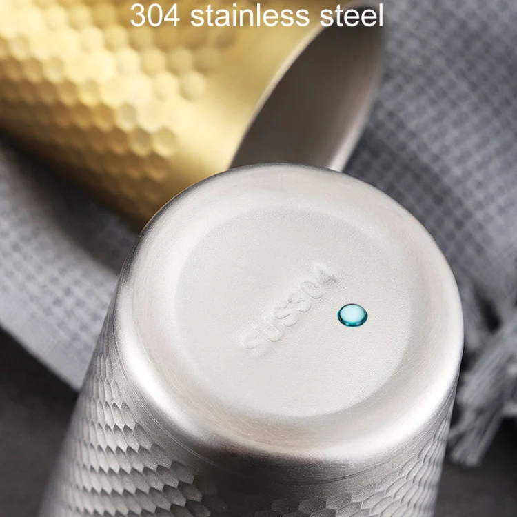 450ml 304 Stainless Steel Hammer Mug Thickened Double-Layer Restaurant Tea Cups(Silver) - Image 4