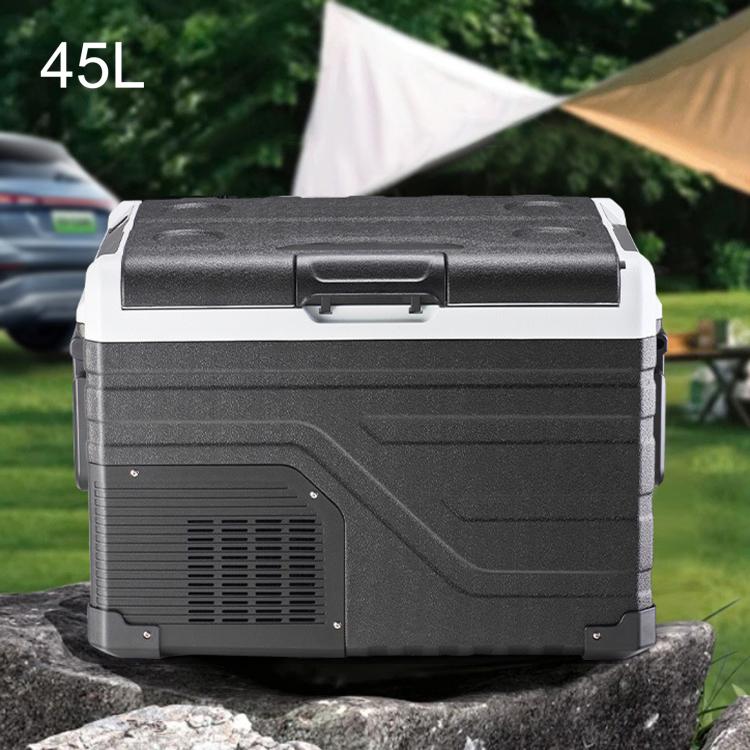 45L Portable Compressor Car Fridge Dual Temperature Control Vehicle Refrigerator With Wheels
