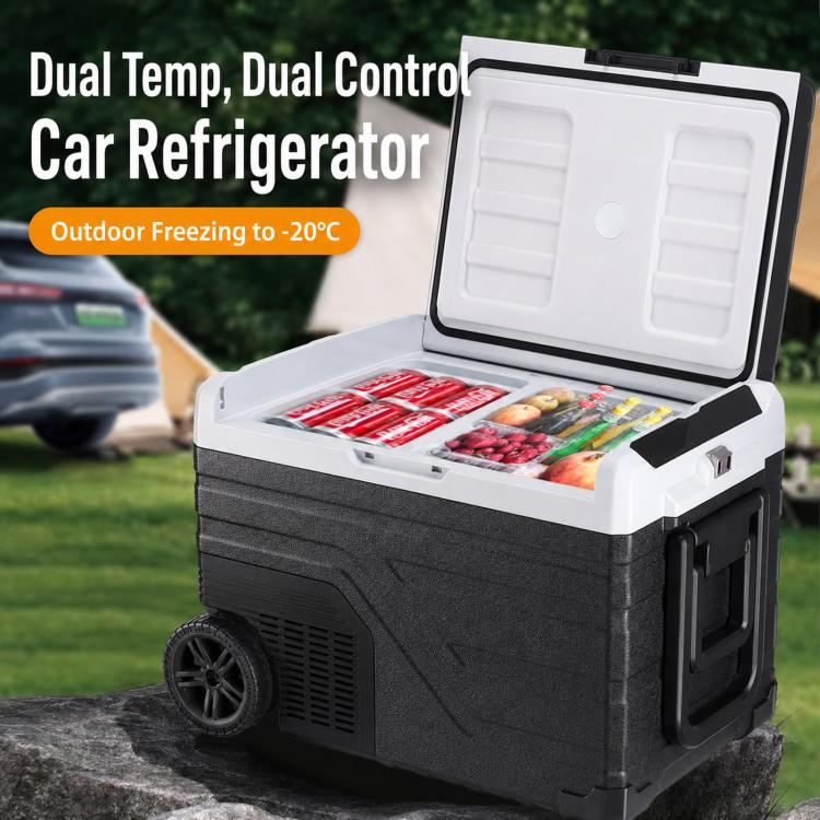 45L Portable Compressor Car Fridge Dual Temperature Control Vehicle Refrigerator With Wheels - Image 4