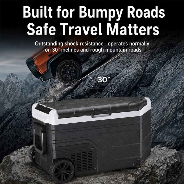 45L Portable Compressor Car Fridge Dual Temperature Control Vehicle Refrigerator With Wheels - Image 7