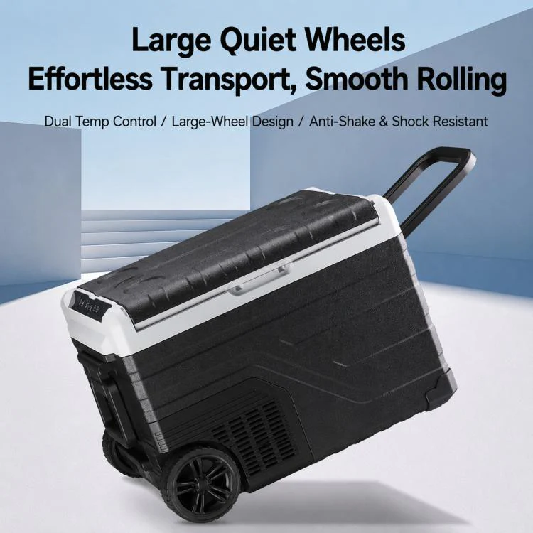 45L Portable Compressor Car Fridge Dual Temperature Control Vehicle Refrigerator With Wheels - Image 8