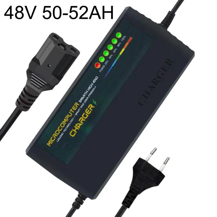 48V 50-52AH Auto Shut-Off Battery Charger For Electric Scooter & E-Bike EU Plug