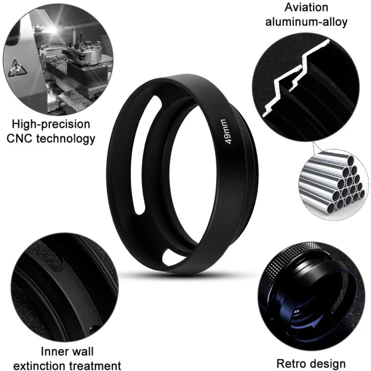 49mm Metal Vented Lens Hood for Leica(Black) - Image 4