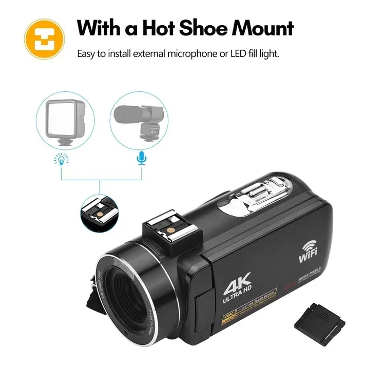 4K Digital Video Camera 3 Inch IPS Touch Screen 56MP 18X Digital Zoom WiFi Camcorder, Spec: Set 2 - Image 8