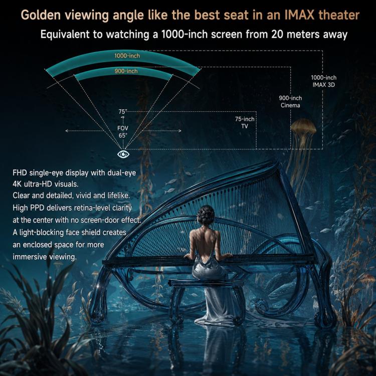 4K Ultra HD Smart VR Headset 1,000 Inch 3D Projection Universal Gaming Headset, Spec: DP Black - Image 9