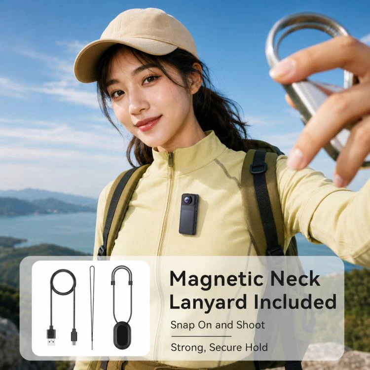 4K Wearable Body Camera with Magnetic Lanyard Rotatable Lens WiFi Mini Vlog Action Cam EIS Video Recorder - Image 4