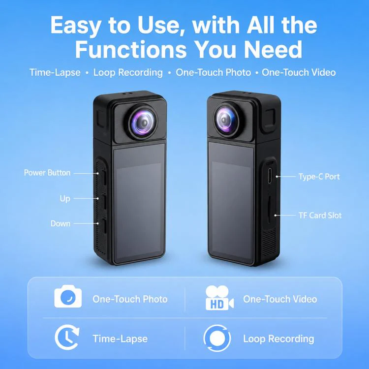 4K Wearable Body Camera with Magnetic Lanyard Rotatable Lens WiFi Mini Vlog Action Cam EIS Video Recorder - Image 9