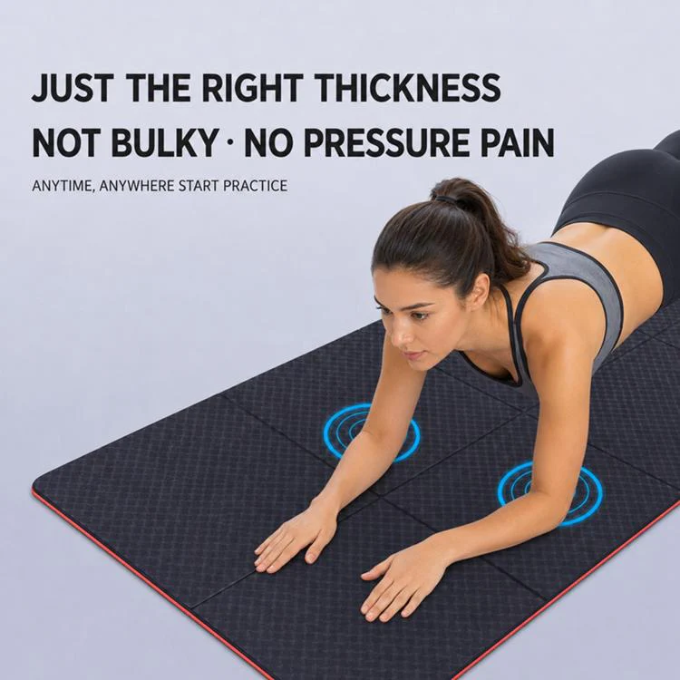 4mm Thick Non-slip Fitness Pad Foldable Yoga Mat(Light Pink And Light Grey + Handbag) - Image 4