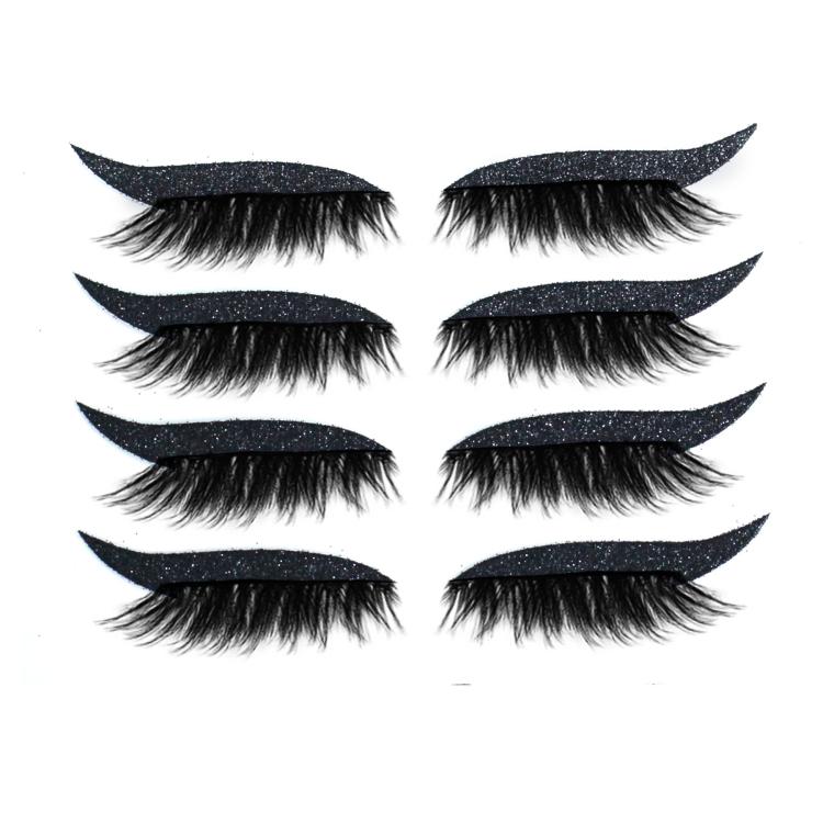 4pairs Waterproof Self-Adhesive Glitter Eyeliner False Eyelashes Eyeshadow Stickers(Black)