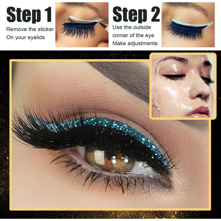 4pairs Waterproof Self-Adhesive Glitter Eyeliner False Eyelashes Eyeshadow Stickers(Black) - Image 8