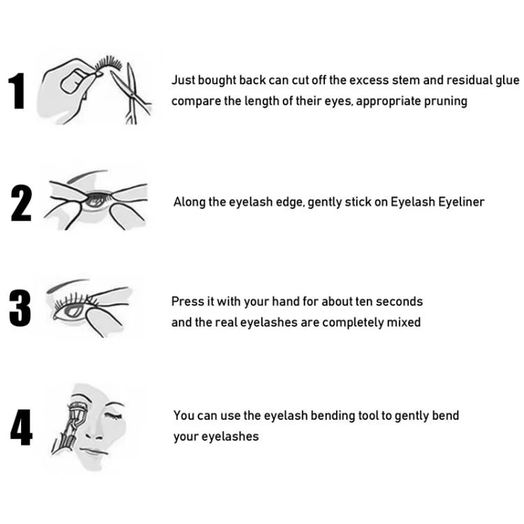 4pairs Waterproof Self-Adhesive Glitter Eyeliner False Eyelashes Eyeshadow Stickers(Black) - Image 9