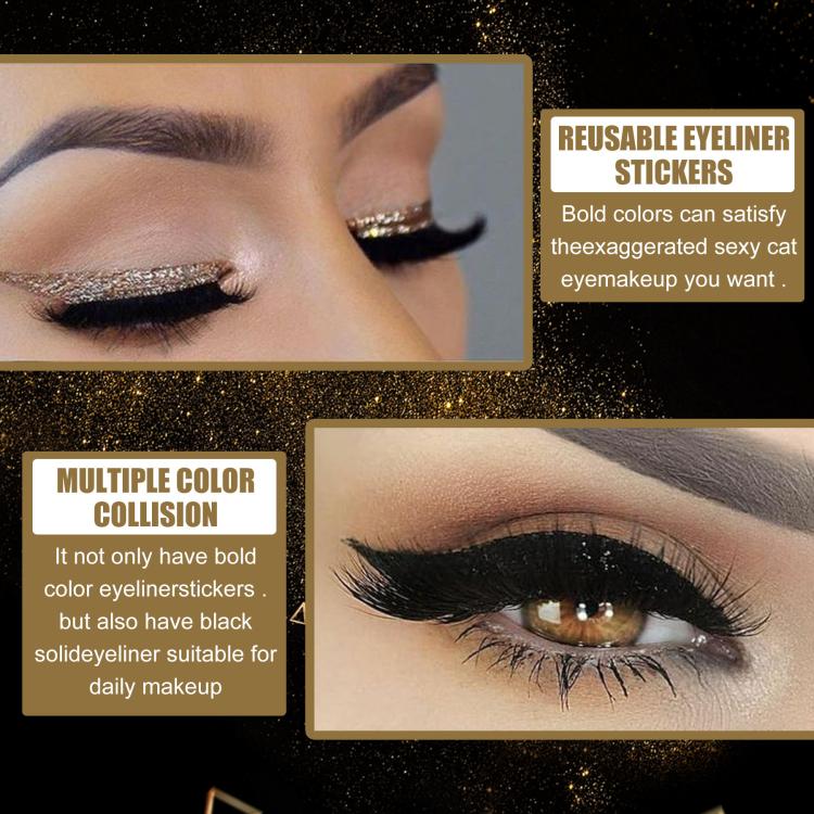 4pairs Waterproof Self-Adhesive Glitter Eyeliner False Eyelashes Eyeshadow Stickers(Fluorescence) - Image 4