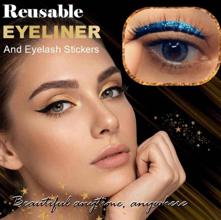 4pairs Waterproof Self-Adhesive Glitter Eyeliner False Eyelashes Eyeshadow Stickers(Fluorescence) - Image 7