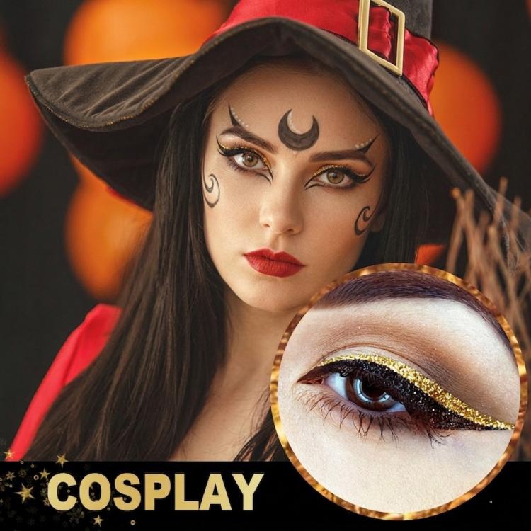 4pairs Waterproof Self-Adhesive Glitter Eyeliner False Eyelashes Eyeshadow Stickers(Gold) - Image 6