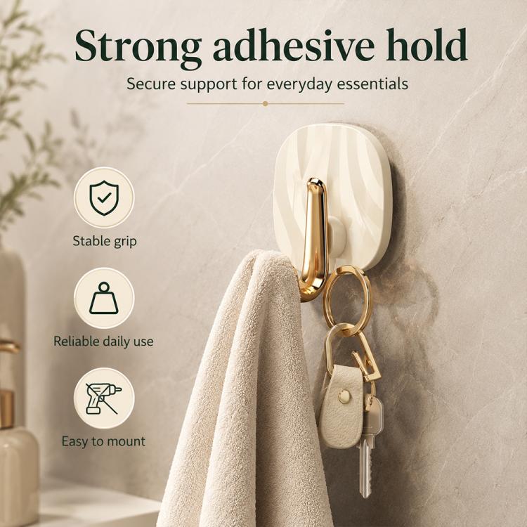 4pcs No Drill Light Luxury Plastic Adhesive Hooks Traceless Heavy-Duty Clothes Hook, Style:Gold Hook(Transparent) - Image 5