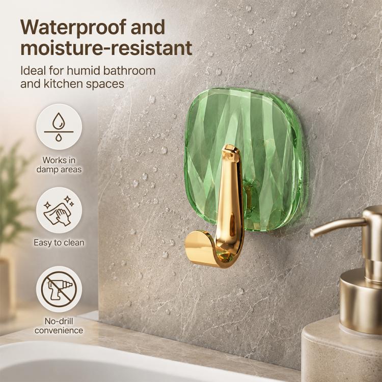 4pcs No Drill Light Luxury Plastic Adhesive Hooks Traceless Heavy-Duty Clothes Hook, Style:Gold Hook(Transparent Black) - Image 4