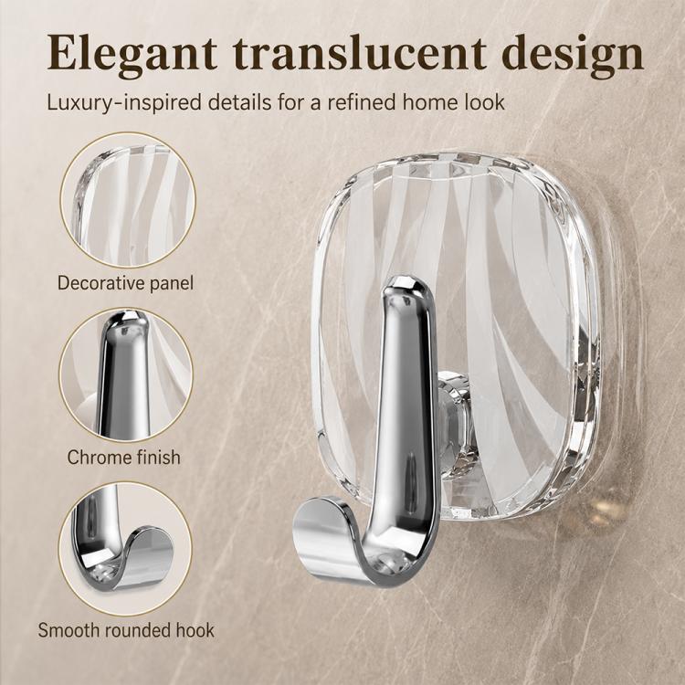 4pcs No Drill Light Luxury Plastic Adhesive Hooks Traceless Heavy-Duty Clothes Hook, Style:Silver Hook(Transparent Black) - Image 8