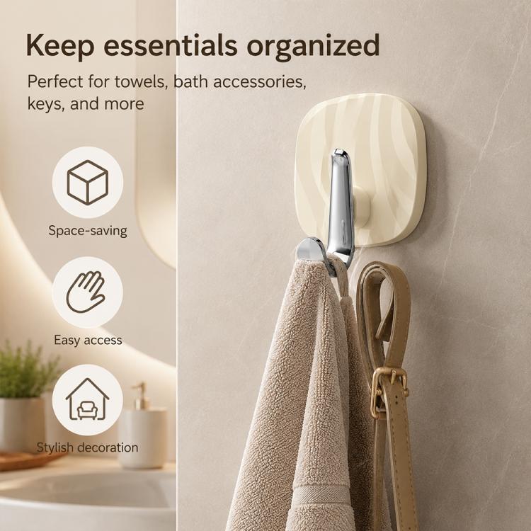 4pcs No Drill Light Luxury Plastic Adhesive Hooks Traceless Heavy-Duty Clothes Hook, Style:Silver Hook(Transparent Black) - Image 9