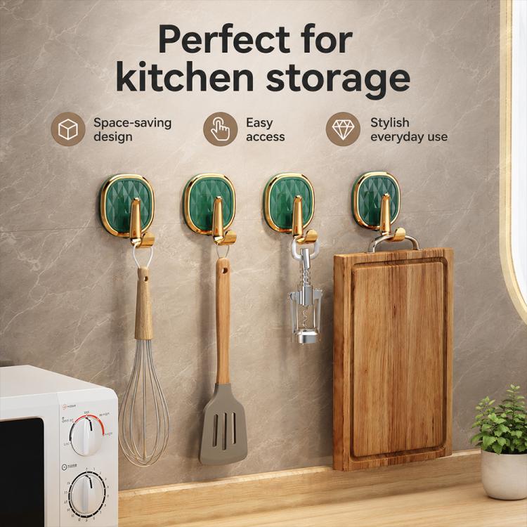 4pcs No Drill Light Luxury Plastic Adhesive Hooks Traceless Heavy-Duty Clothes Hook(Black) - Image 4