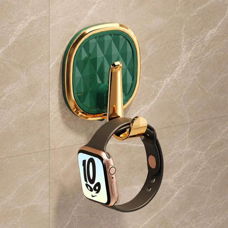 4pcs No Drill Light Luxury Plastic Adhesive Hooks Traceless Heavy-Duty Clothes Hook(Dark Green)