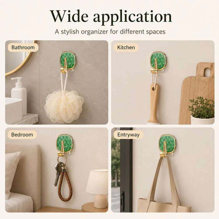 4pcs No Drill Light Luxury Plastic Adhesive Hooks Traceless Heavy-Duty Clothes Hook(Transparent Black) - Image 7