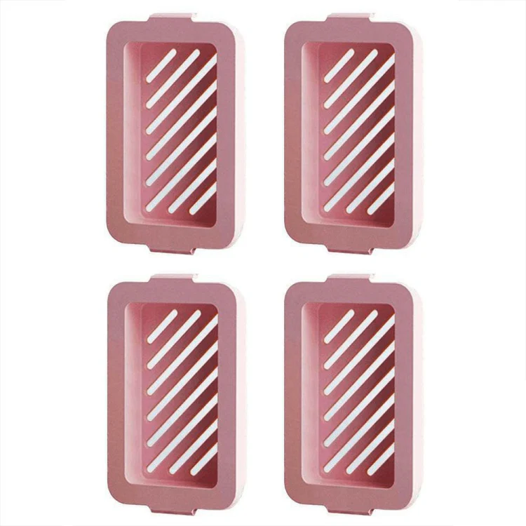 4pcs /Pack Multifunctional High Elastic Mesh Anti-slip Drain Foaming Soap Box(Pink)